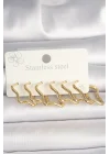 Mey İthalat® 316L Çelik Gold Renk Yıldız Model Kadın Küpe Seti