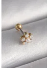 Mey İthalat® 316L Çelik Gold Renk Zirkon Taşlı Çiçek Model Tragus Piercing