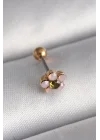 Mey İthalat® 316L Çelik Gold Renk Zirkon Taşlı Çiçek Tragus Piercing