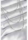 Mey İthalat® 316L Çelik Gümüş Renk 3lü Topçuk Detay Kadın Kolye