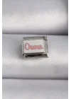 Mey İthalat® 316L Çelik Gümüş Renk Beyaz Pembe Ouma İşlemeli Nomination Charm