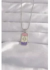 Mey İthalat® 316L Çelik Gümüş Renk Karışık Mineli Ay Figür Tarot Kolye