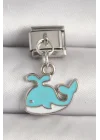Mey İthalat® 316L Çelik Gümüş Renk Mavi Balina Model Nomination Charm