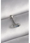 Mey İthalat® 316L Çelik Gümüş Renk Mavi Zirkon Taşlı Tragus Piercing