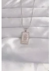 Mey İthalat® 316L Çelik Gümüş Renk Pembe Mineli El Figür Tarot Kolye