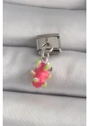 Mey İthalat® 316L Çelik Gümüş Renk Sallantı Ejder Meyvesi Model Nomination Charm