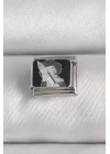 Mey İthalat® 316L Çelik Gümüş Renk Siyah İşlemeli Portre Model Nomination Charm