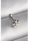 Mey İthalat® 316L Çelik Gümüş Renk Zirkon Taşlı Çiçek Model Tragus Piercing