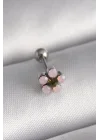 Mey İthalat® 316L Çelik Gümüş Renk Zirkon Taşlı Çiçek Tragus Piercing