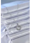 Mey İthalat® 316L Çelik Gümüş Renk Zirkon Taşlı Model Kadın Kolye