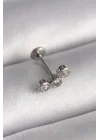 Mey İthalat® 316L Çelik Gümüş Renk Zirkon Taşlı Tragus Piercing