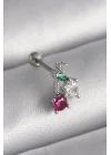 Mey İthalat® 316L Çelik Gümüş Renk Zirkon Taşlı Tragus Piercing