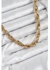 Mey İthalat® 316L Çelik Halat Model Gold Renk Kadın Kolye