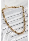 Mey İthalat® 316L Çelik Halat Model Gold Renk Kadın Kolye
