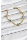 Mey İthalat® 316L Çelik Nazar Model Gold Renk Kadın Bileklik