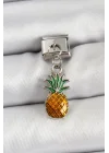 Mey İthalat® 316L Çelik Sallantılı Ananas Model Gümüş Renk Nomination Charm