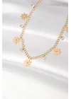 Mey İthalat® 316L Çelik Taşlı Gold Renk Çoklu Çiçek Kolye