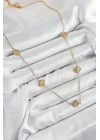 Mey İthalat® 316L Çelik Yonca Model Gold Renk Kadın Kolye