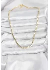 Mey İthalat® 316L Çelik Zincir Gold Renk Ezme Zincir Model  45 cm Kadın Kolye