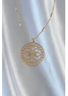 Mey İthalat® 316L Çelik Zincir Gold Renk Lotus Model Kolye