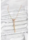 Mey İthalat® 316L Çelik Zincir Gold Renk Pembe Kalp Kadın Kolye
