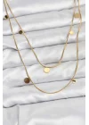 Mey İthalat® 316L Çelik Zincir Gold Renk Pullu Kadın Kolye