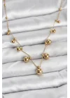 Mey İthalat® 316L Çelik Zincir Gold Renk Topçuklu Kolye