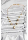 Mey İthalat® 316L Çelik Zincir Gold Renk Topçuklu Kolye