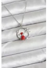 Mey İthalat® 316L Çelik Zincir Gümüş Zirkon Taşlı Yılbaşı Tema Kadın Kolye