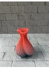 Mey İthalat® 3D Dalga Desenli Kalp Formlu Dekoratif Vazo Pembe 15 cm