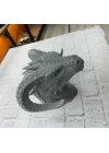 Mey İthalat® 3D Ejderha Başı Heykeli Koleksiyonluk Dekoratif Figür 22x17 cm