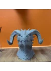 Mey İthalat® 3D Ejderha Başı Heykeli Koleksiyonluk Dekoratif Figür 22x17 cm