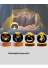 Mey İthalat® 3D Lazer İşlemeli Geyik Kristal Küre Sıcak Işıklı Gece Aydınlatması