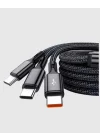 Mey İthalat® 3’ü 1 Arada Şarj Kablosu Type-C iOS Android Uyumlu Hızlı ve Güvenli Şarj