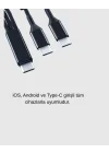 Mey İthalat® 3’ü 1 Arada Şarj Kablosu Type-C iOS Android Uyumlu Hızlı ve Güvenli Şarj