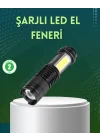 Mey İthalat® 4 Modlu USB Şarjlı LED El Feneri Kamp ve Outdoor