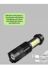 Mey İthalat® 4 Modlu USB Şarjlı LED El Feneri Kamp ve Outdoor
