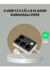 Mey İthalat® 4 Prizli 3 USB Portlu Anahtarlı Akım Korumalı Priz