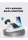 Mey İthalat® 4’lü Apple Kablosuz Şarj Standı iPhone Watch ve AirPods Çoklu Şarjlı
