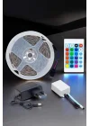 Mey İthalat® 5 Metre Şerit Led RGB Işıklı Kumandalı Güç Adaptörü Her Ortama Uygun