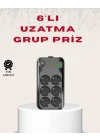 Mey İthalat® 6’lı Grup Priz Termal Korumalı USB Type-C Çoklu Priz 2 Metre Kablo