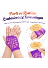 Mey İthalat® 80’ler 90’lar Retro Mor File Parmaksız Kısa Eldiven 11 cm