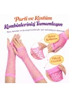 Mey İthalat® 80’ler 90’lar Retro Neon Pembe File Parmaksız Eldiven 26 cm