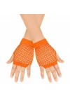 Mey İthalat® 80’ler 90’lar Retro Neon Turuncu File Parmaksız Kısa Eldiven 11 cm