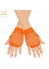 Mey İthalat® 80’ler 90’lar Retro Neon Turuncu File Parmaksız Kısa Eldiven 11 cm