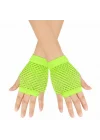 Mey İthalat® 80’ler 90’lar Retro Neon Yeşil File Parmaksız Kısa Eldiven 11 cm