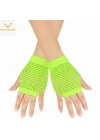 Mey İthalat® 80’ler 90’lar Retro Neon Yeşil File Parmaksız Kısa Eldiven 11 cm