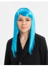 Mey İthalat® Açık Mavi Renk Uzun Düz Parti Peruğu