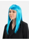 Mey İthalat® Açık Mavi Renk Uzun Düz Parti Peruğu