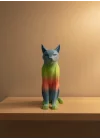 Mey İthalat® Açık Rainbow Kedi Biblo Modern Salon ve Raf Dekoru